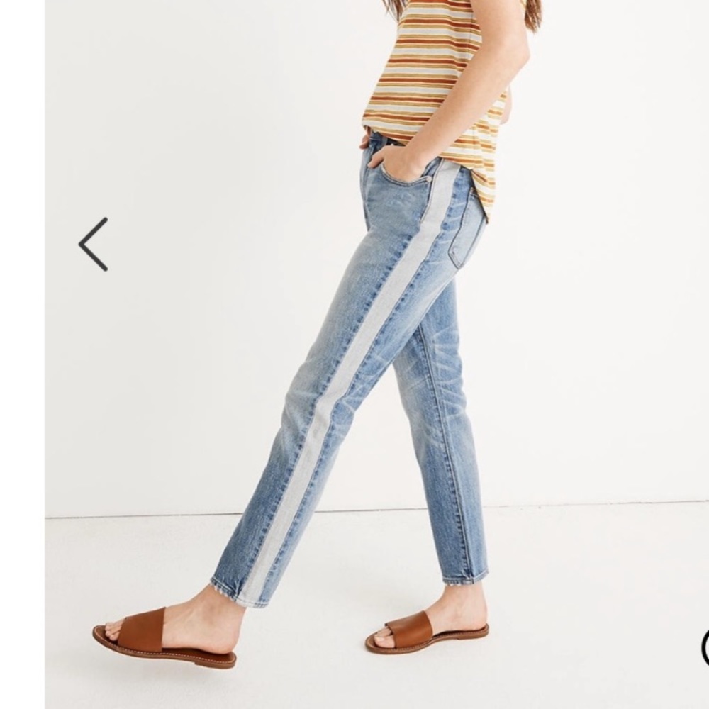 Madewell Light Blue Stripe-Trim Boyfriend Jeans